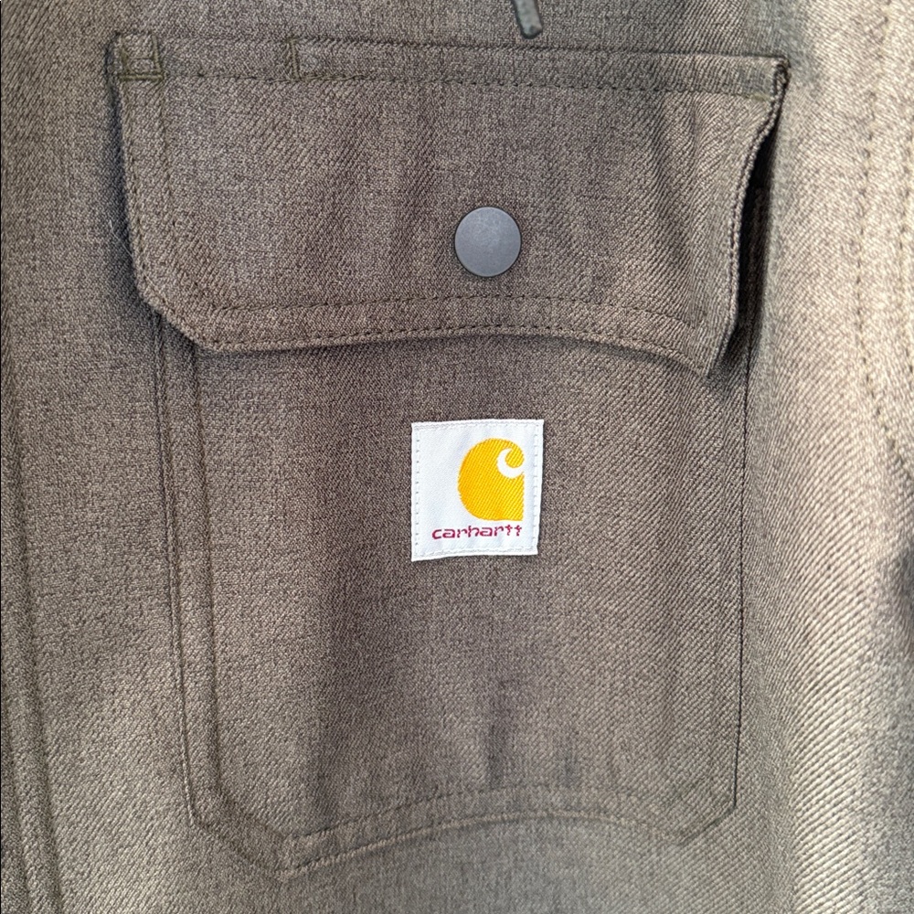 Carhartt Hooded Work Jacket Canvas Green Heavyweight Men’s Medium - Picture 3 of 5